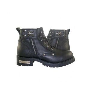 Xelement 2505 Women's Righteous Black Leather Zippered Motorcycle Boots - 6.5